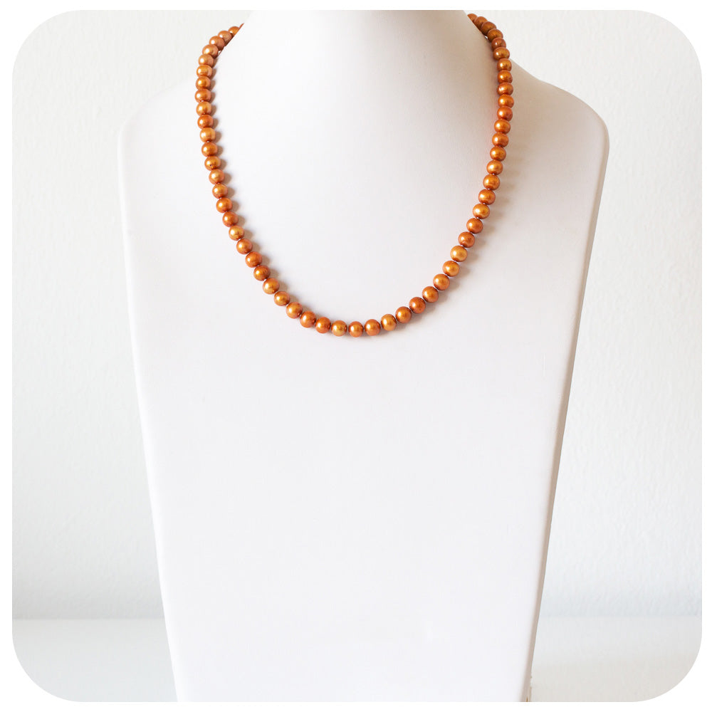 Luscious Golden Orange Fresh Water Pearl Necklace