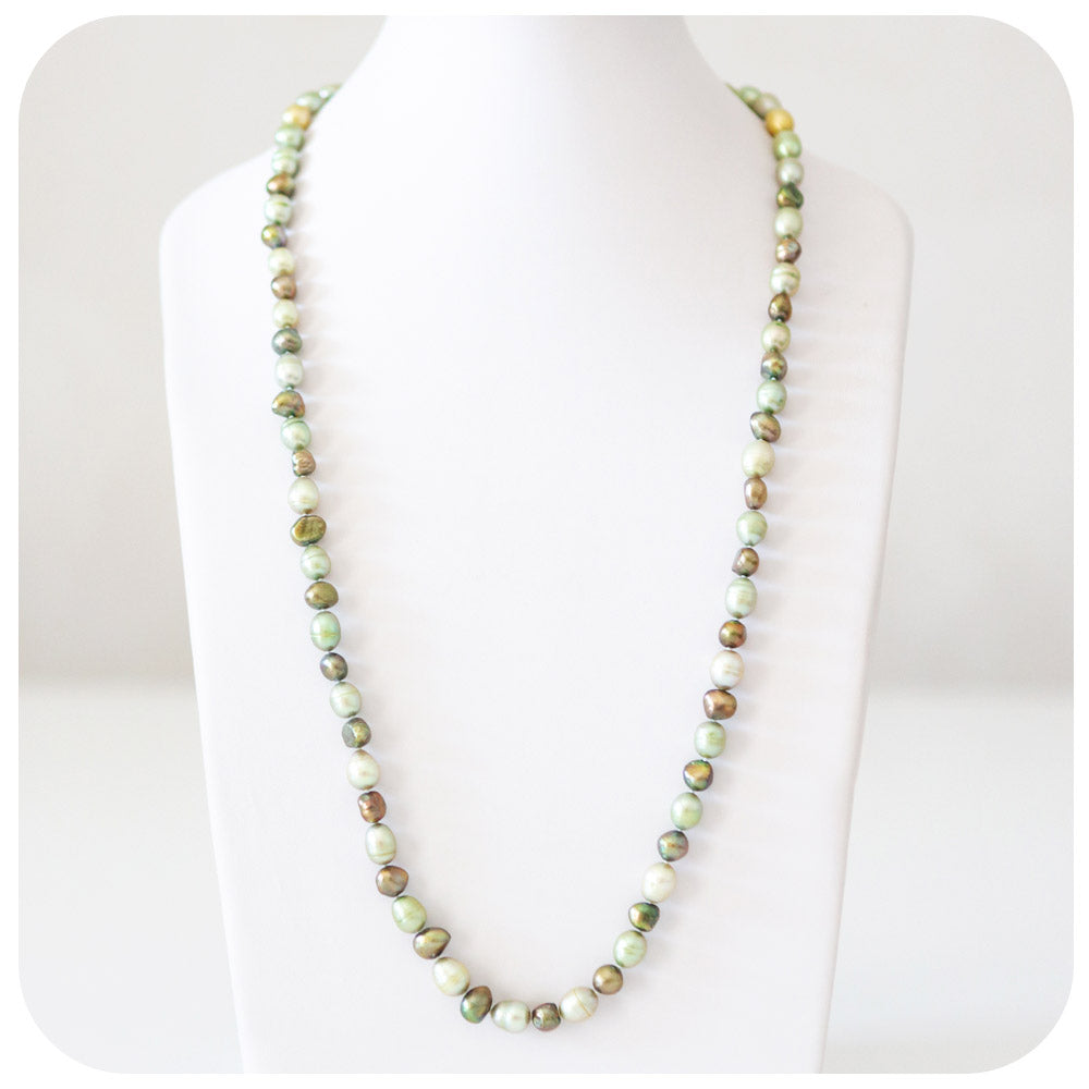 Green and Gold Fresh Water Pearl Necklace - 75cm