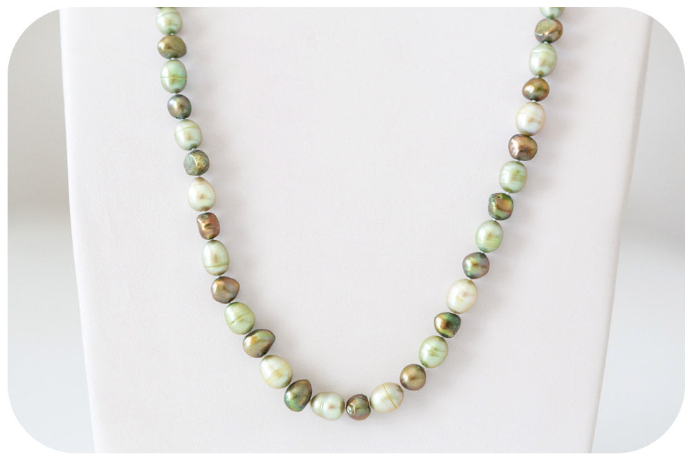 Green and Gold Fresh Water Pearl Necklace - 75cm