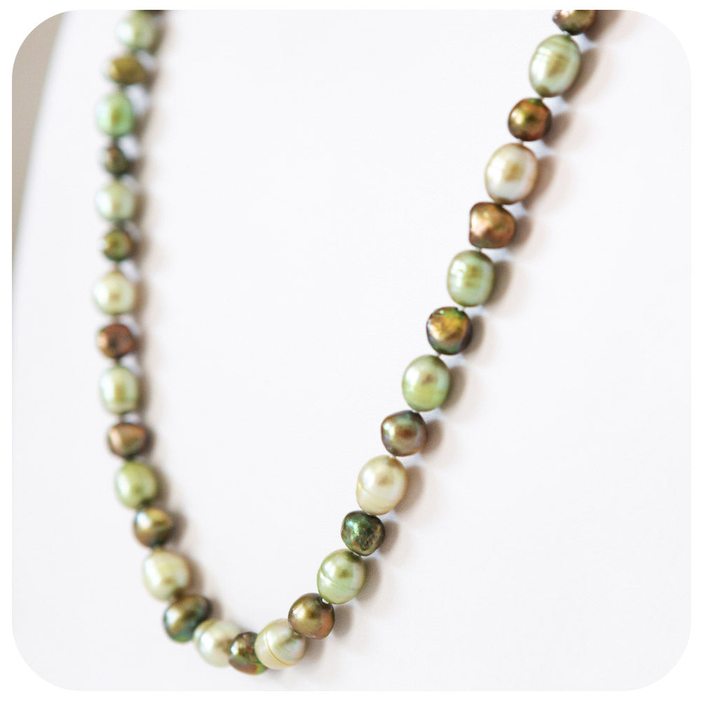 Green and Gold Fresh Water Pearl Necklace - 75cm