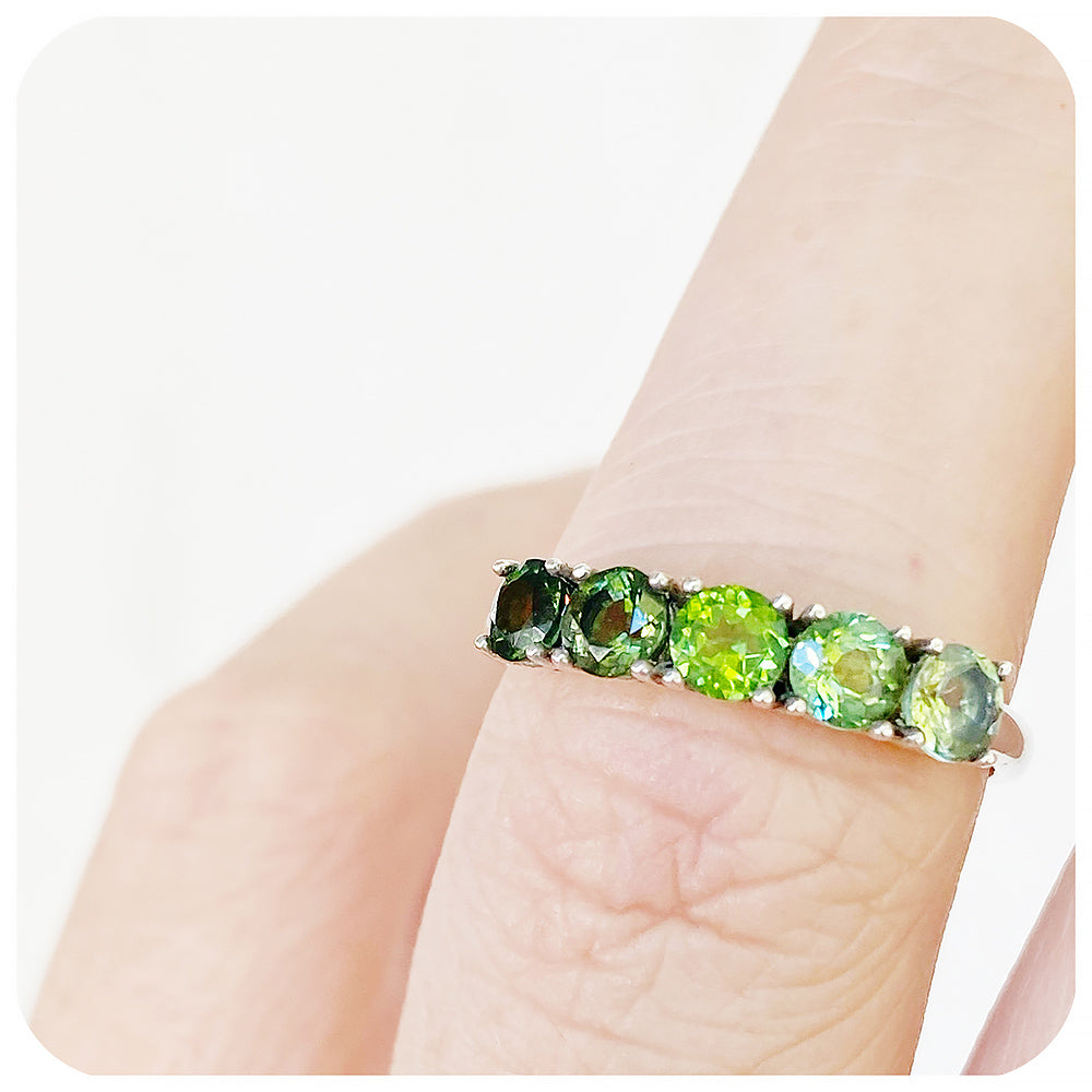 Annie, a Green Tourmaline Ombré Style Ring