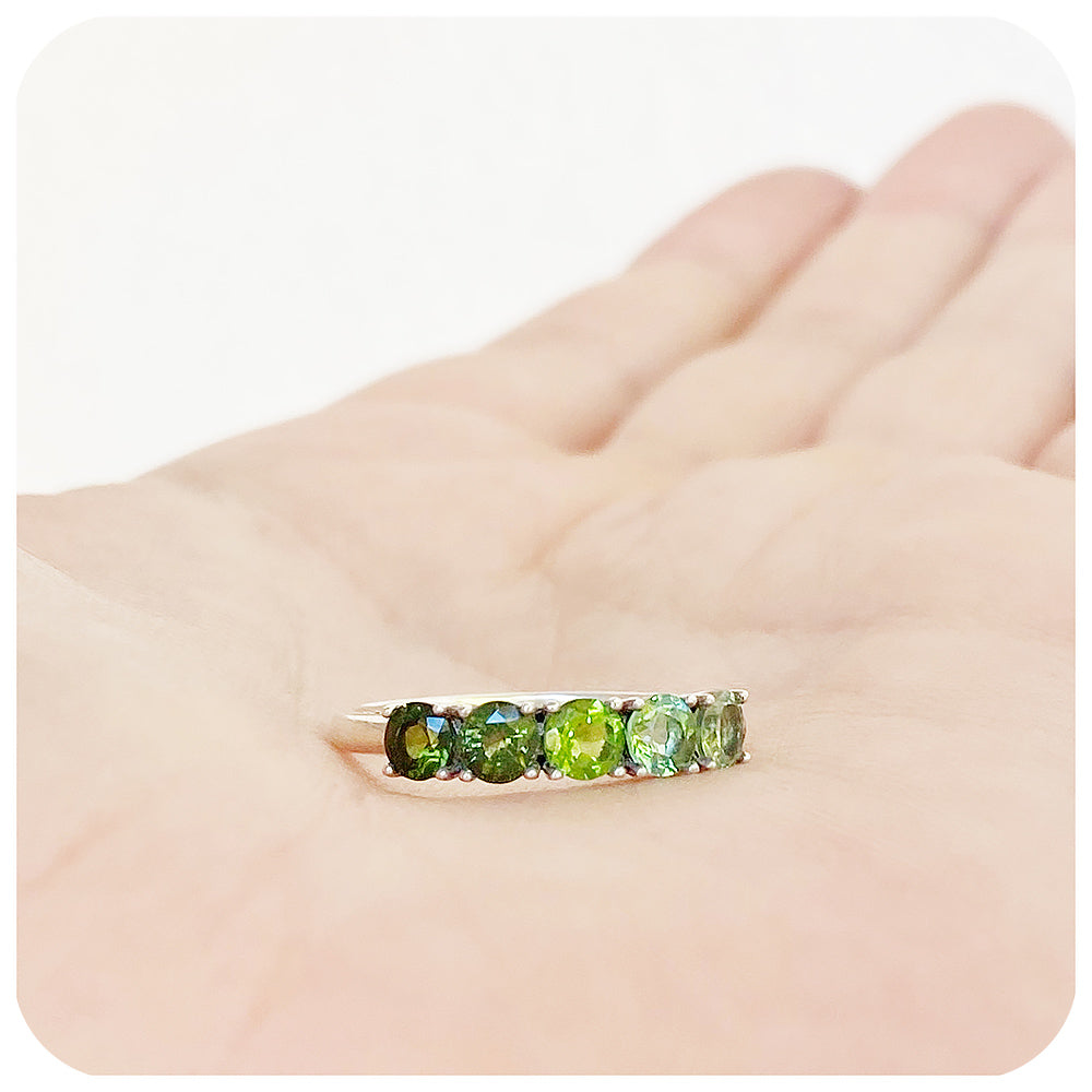 Annie, a Green Tourmaline Ombré Style Ring