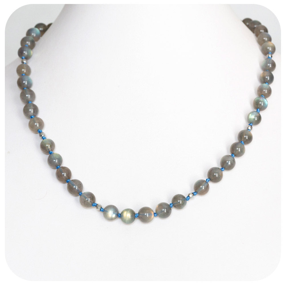 Rainbow Labradorite and Hematite Bead Necklace - 45cm