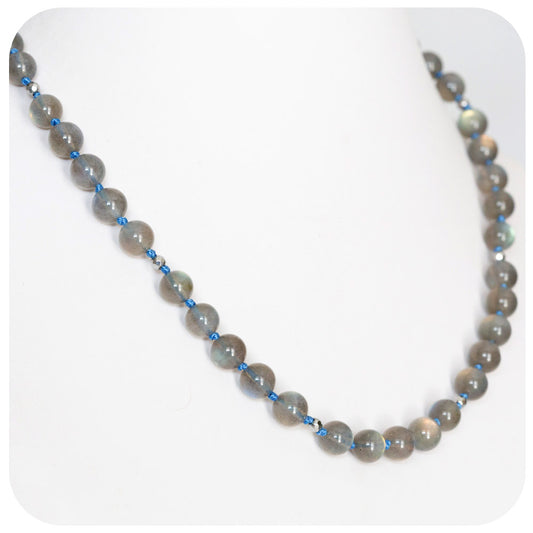 Rainbow Labradorite and Hematite Bead Necklace - 45cm