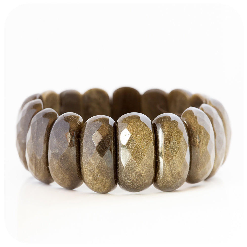 Oval Facetted Obsidian Stretch Bracelet