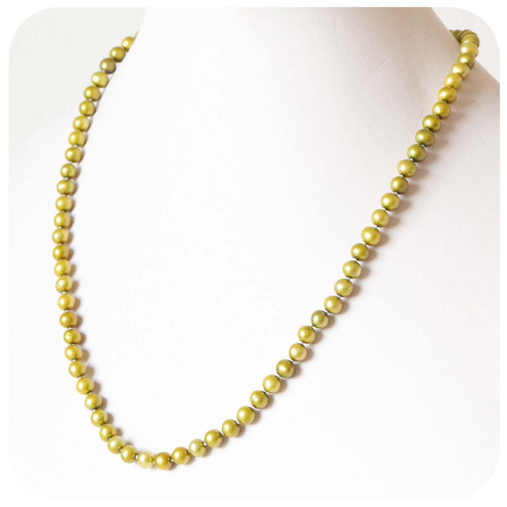 Olive Green Fresh Water Pearl Necklace