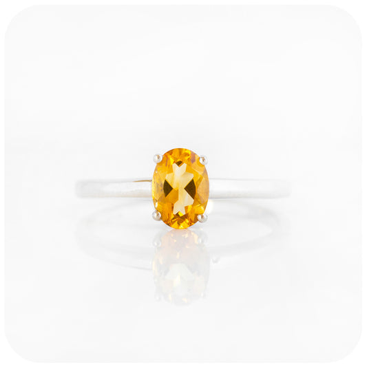 Oval cut Citrine Solitaire Ring