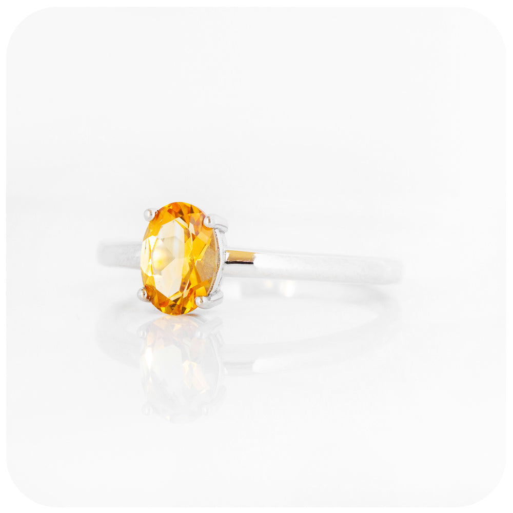 Oval cut Citrine Solitaire Ring