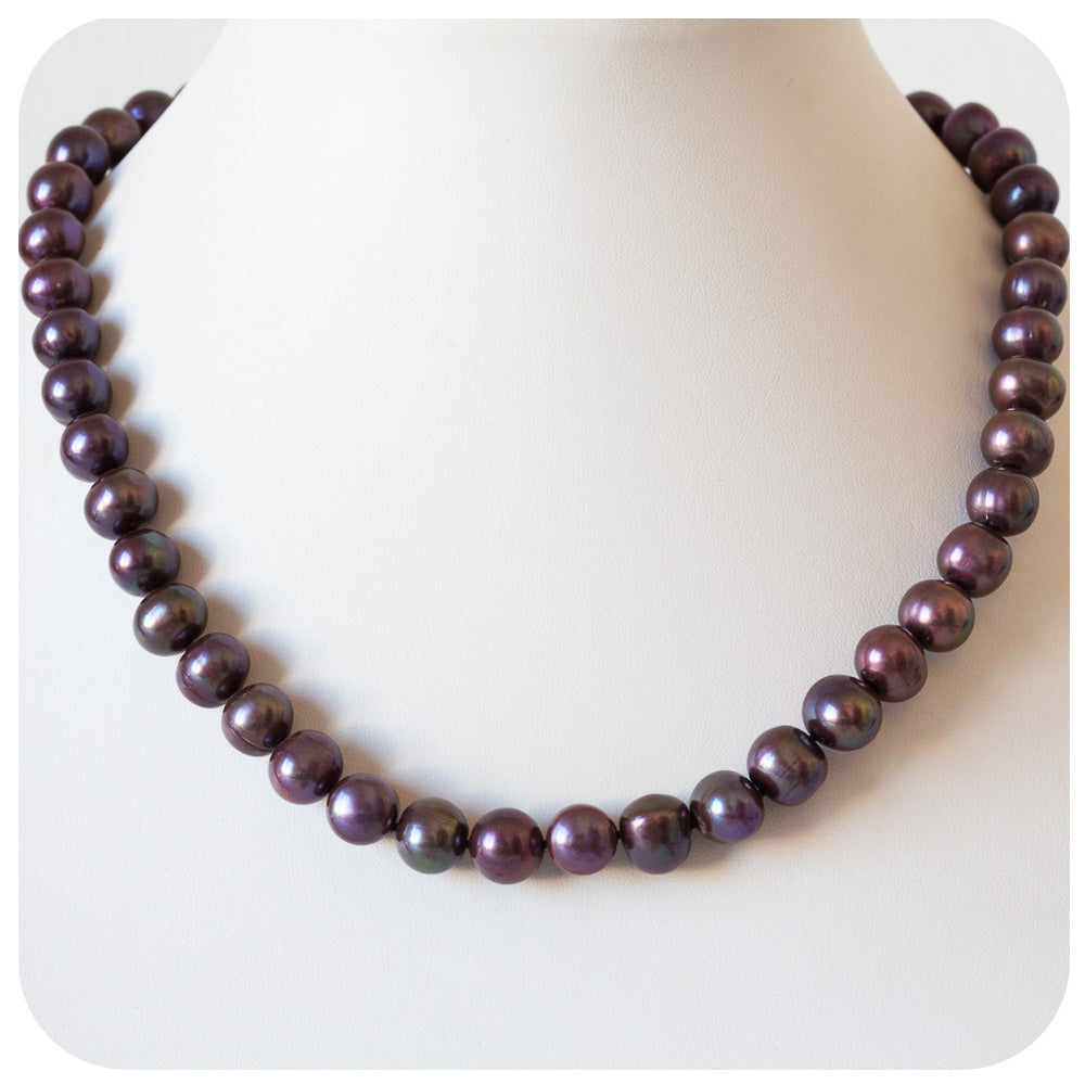 10 - 11mm Purple Peacock Fresh Water Pearl Necklace