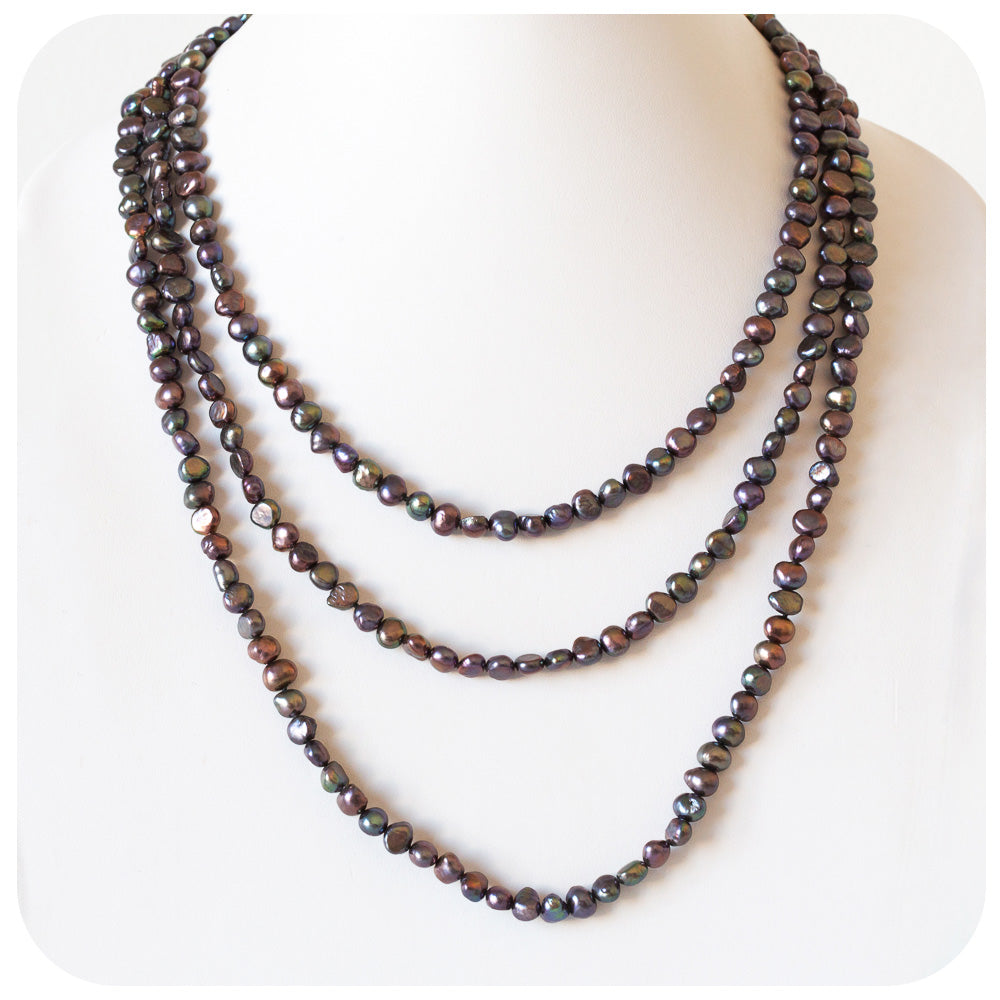 The Peacock Fresh Water Pearl Rope Necklace - 160cm