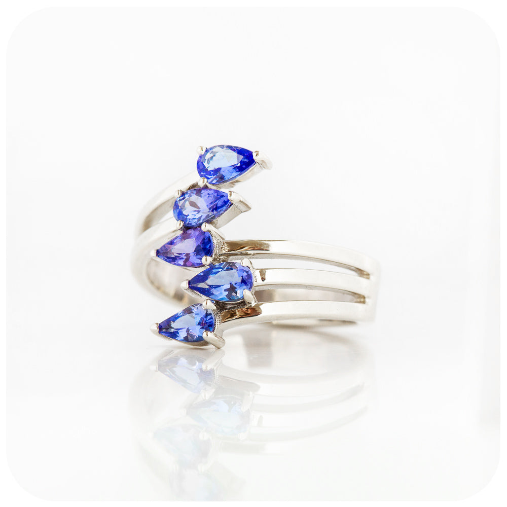 Pear cut Tanzanite Shooting Star Ring - Victoria's Jewellery