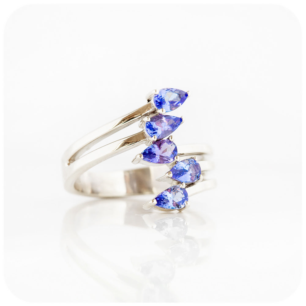 Pear cut Tanzanite Shooting Star Ring - Victoria's Jewellery
