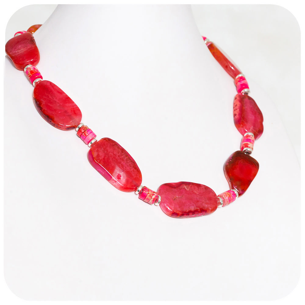Slabs of Pink Agate and Jasper Necklace - Victoria's Jewellery