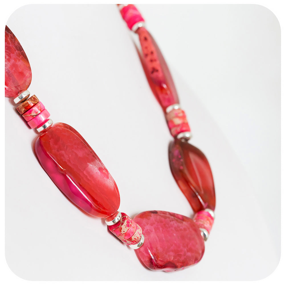 Slabs of Pink Agate and Jasper Necklace - Victoria's Jewellery