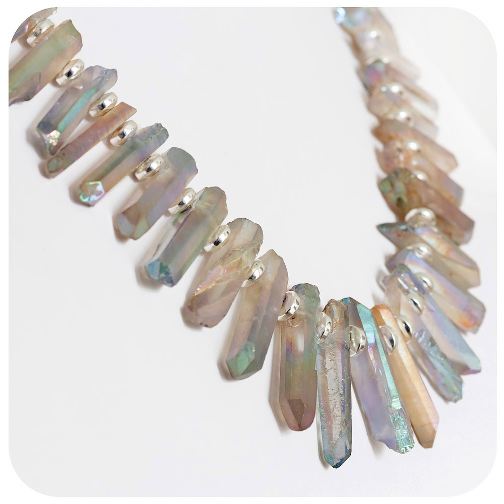 Aura Quartz Sticks and Hematite Necklace - Victoria's Jewellery