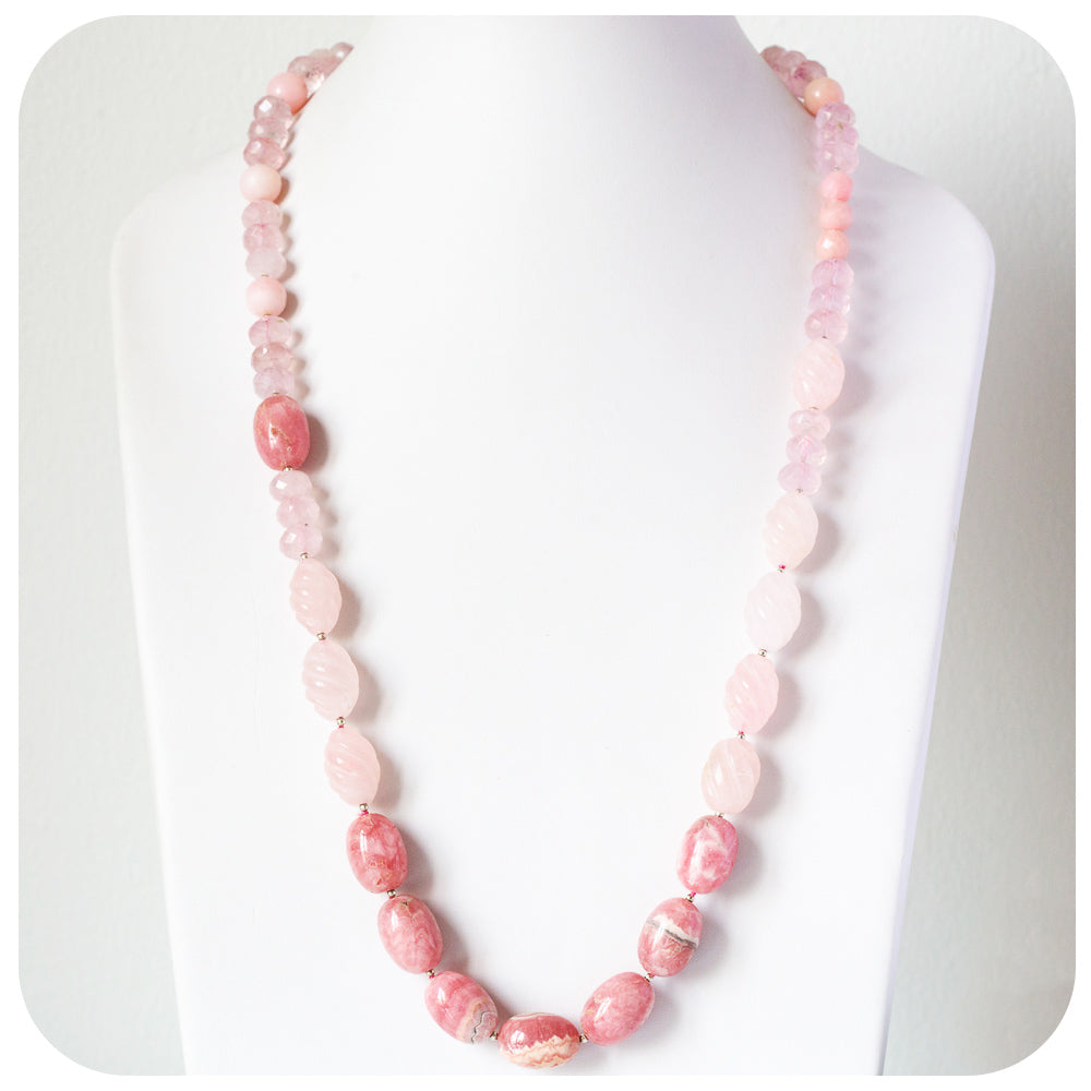 The Pink, Rhodochrosite, Pink Opal and Rose Quartz Necklace