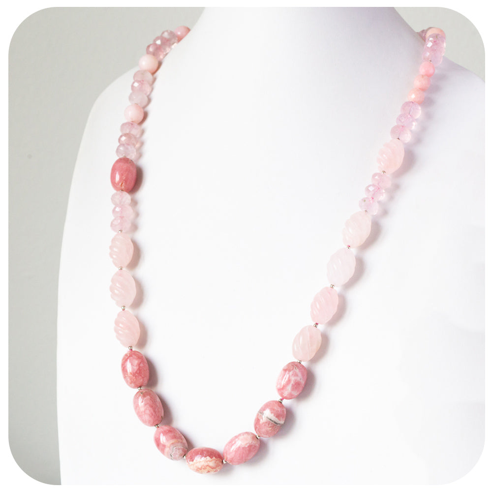The Pink, Rhodochrosite, Pink Opal and Rose Quartz Necklace
