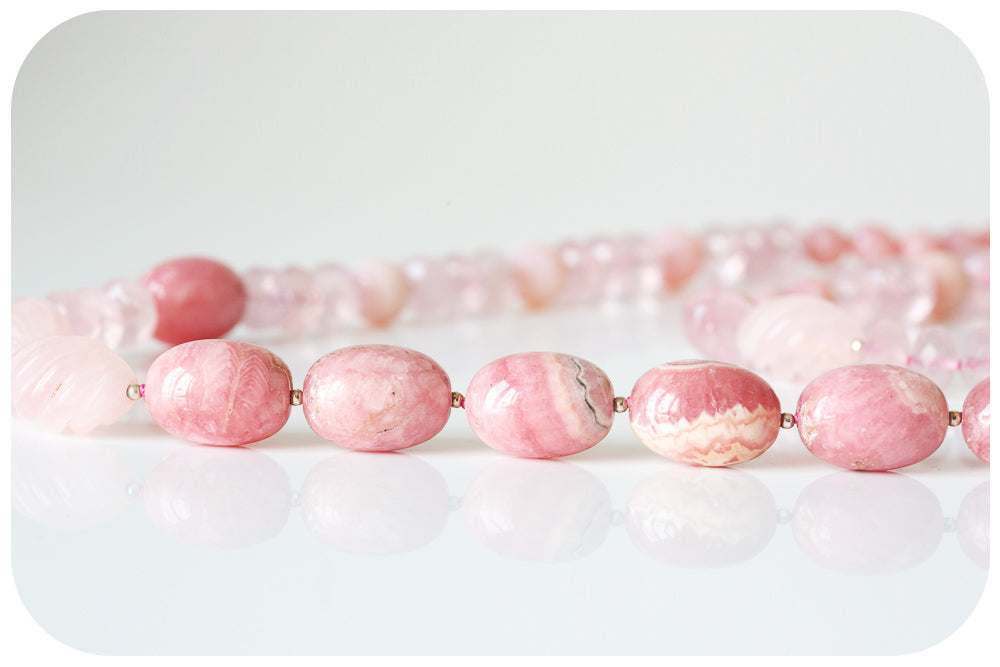 The Pink, Rhodochrosite, Pink Opal and Rose Quartz Necklace