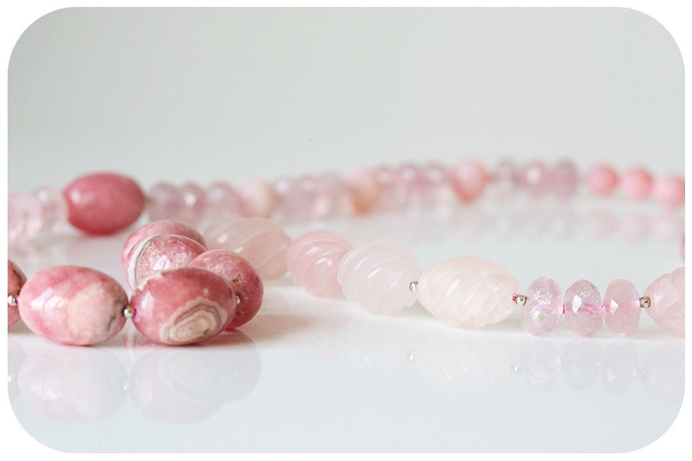 The Pink, Rhodochrosite, Pink Opal and Rose Quartz Necklace