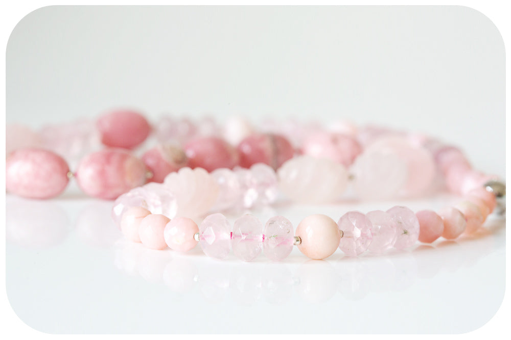 The Pink, Rhodochrosite, Pink Opal and Rose Quartz Necklace