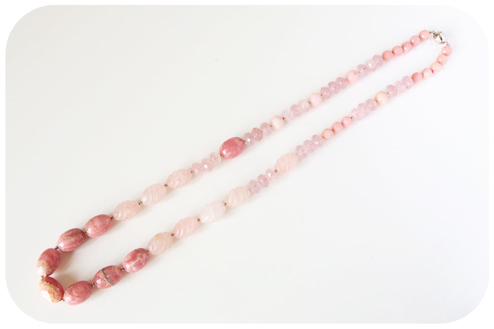 The Pink, Rhodochrosite, Pink Opal and Rose Quartz Necklace