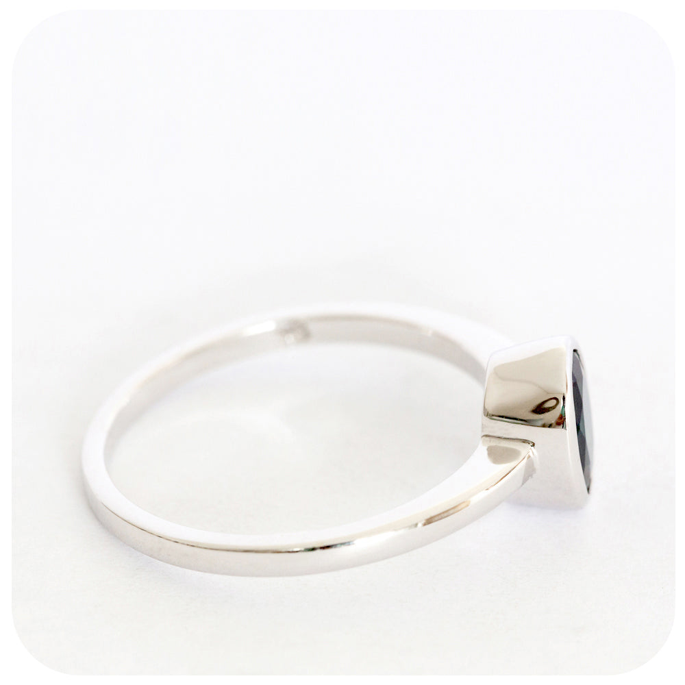 9k White Gold And London Blue Topaz Ring - Victoria's Jewellery