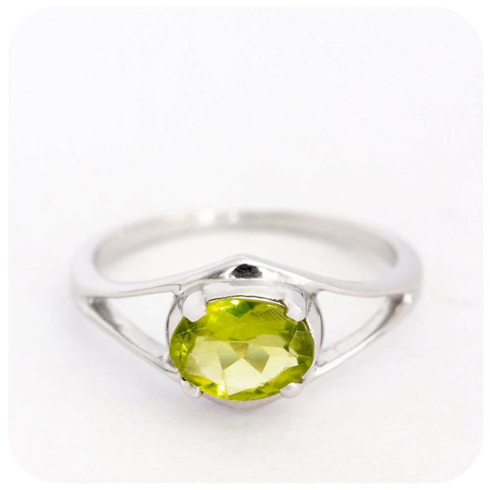 Tip Toe Dainty Peridot Ring in Sterling Silver - Victoria's Jewellery