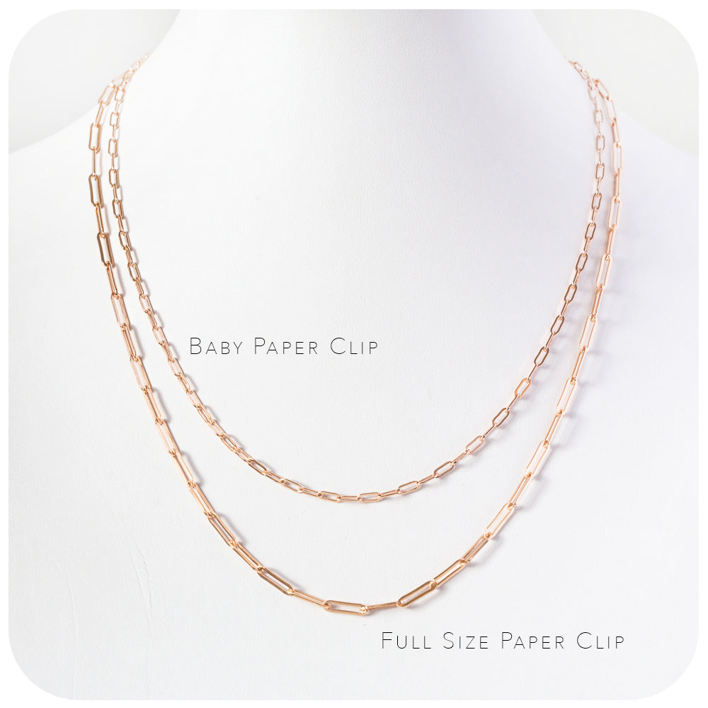 9k Rose Gold Baby Paper Clip Chain