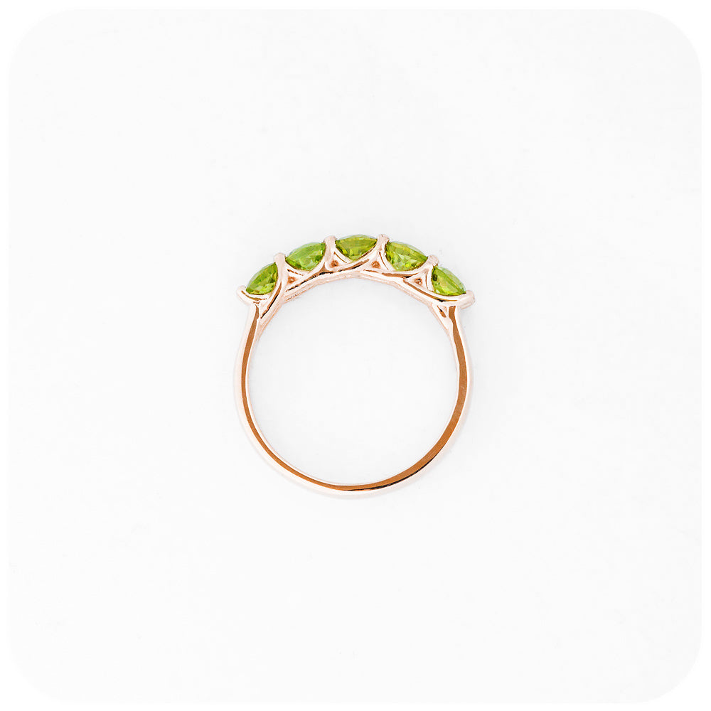 Danelle, a Peridot Half Eternity Trellis Ring