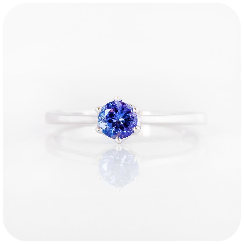 Tulip, a Six Claw Round cut Tanzanite Ring
