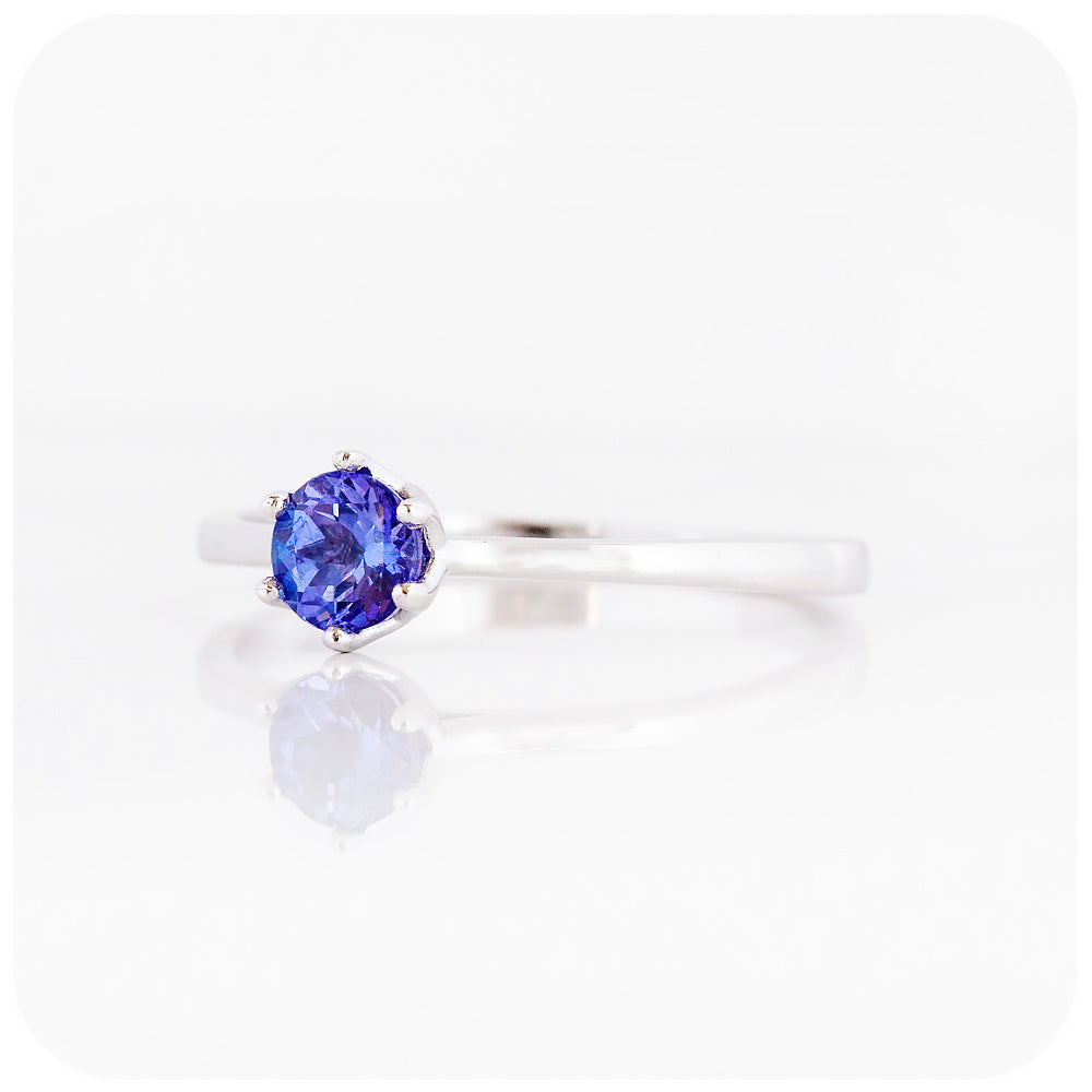 Tulip, a Six Claw Round cut Tanzanite Ring