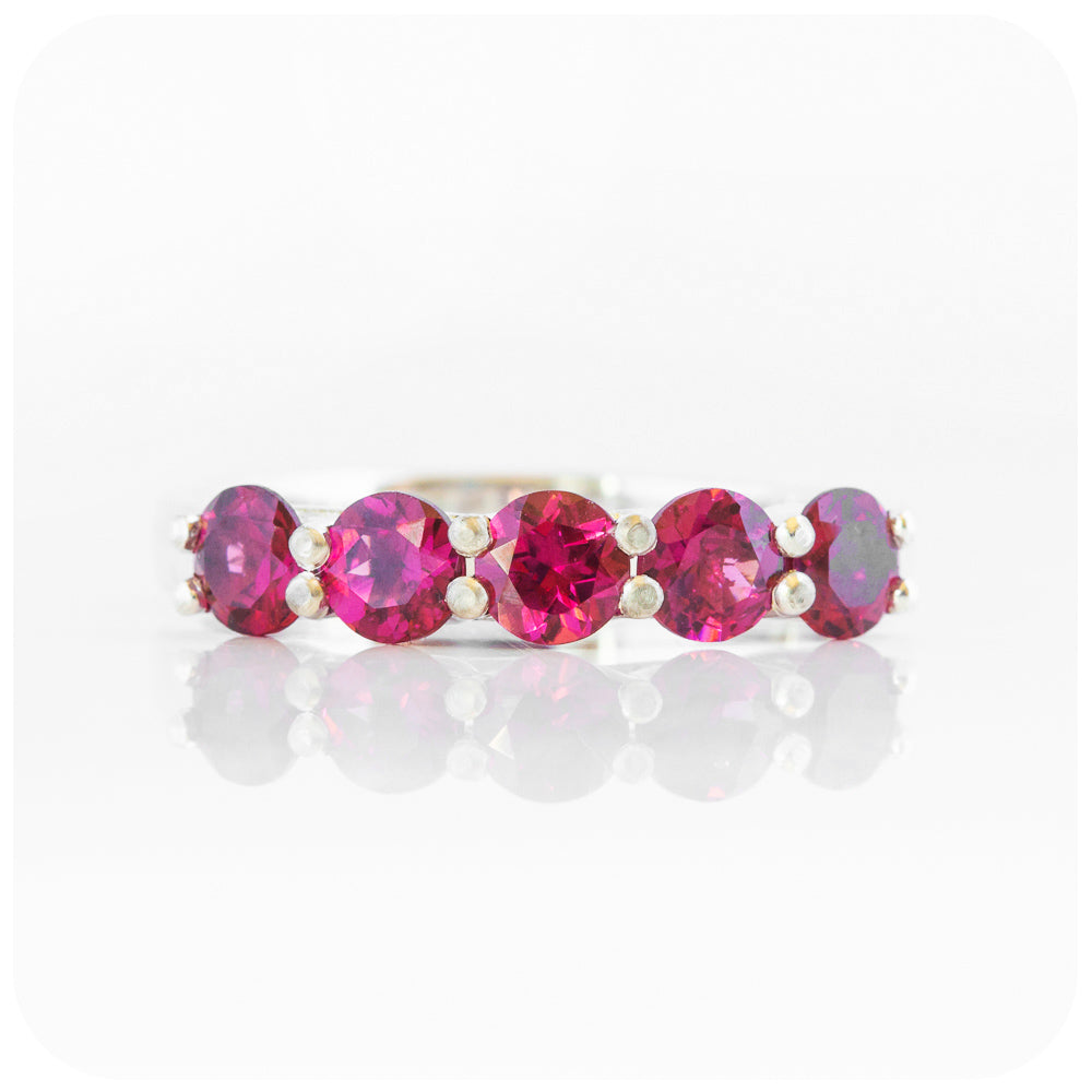 The Danelle, a Rhodolite Garnet Half Eternity Trellis Ring