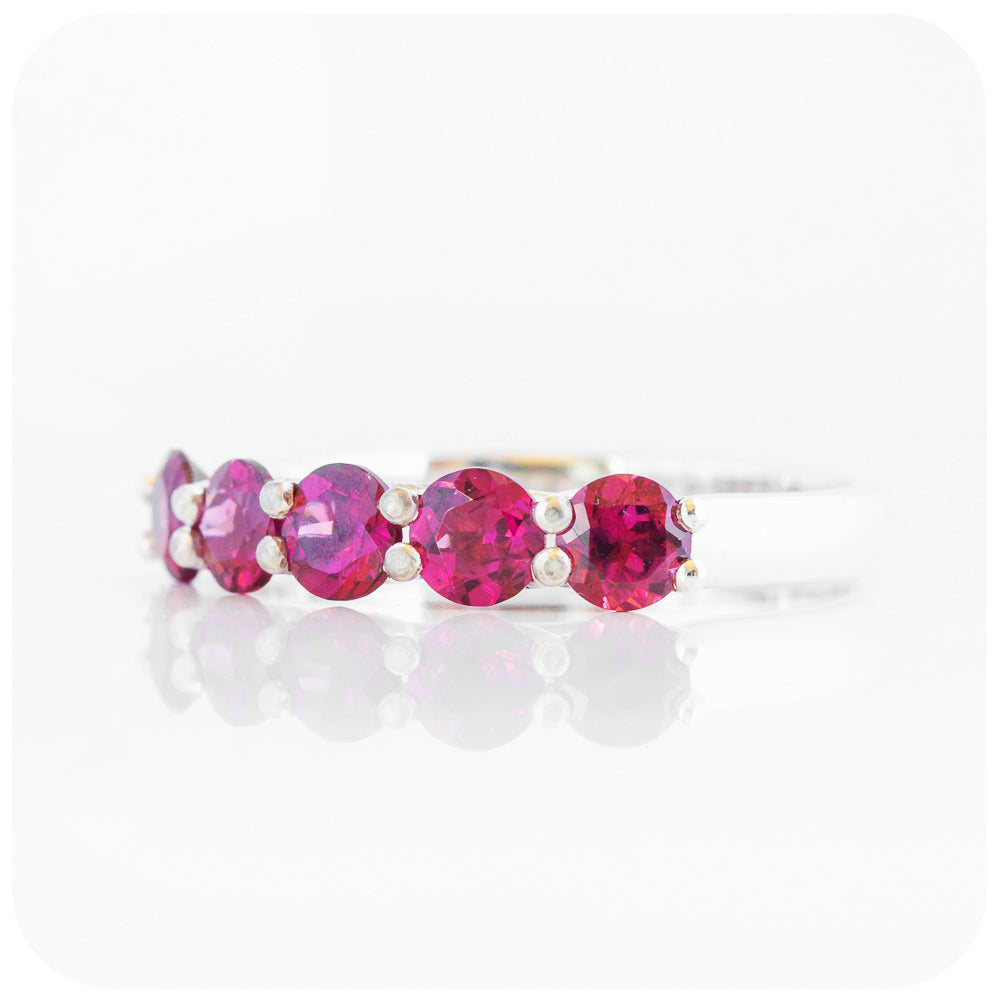 The Danelle, a Rhodolite Garnet Half Eternity Trellis Ring