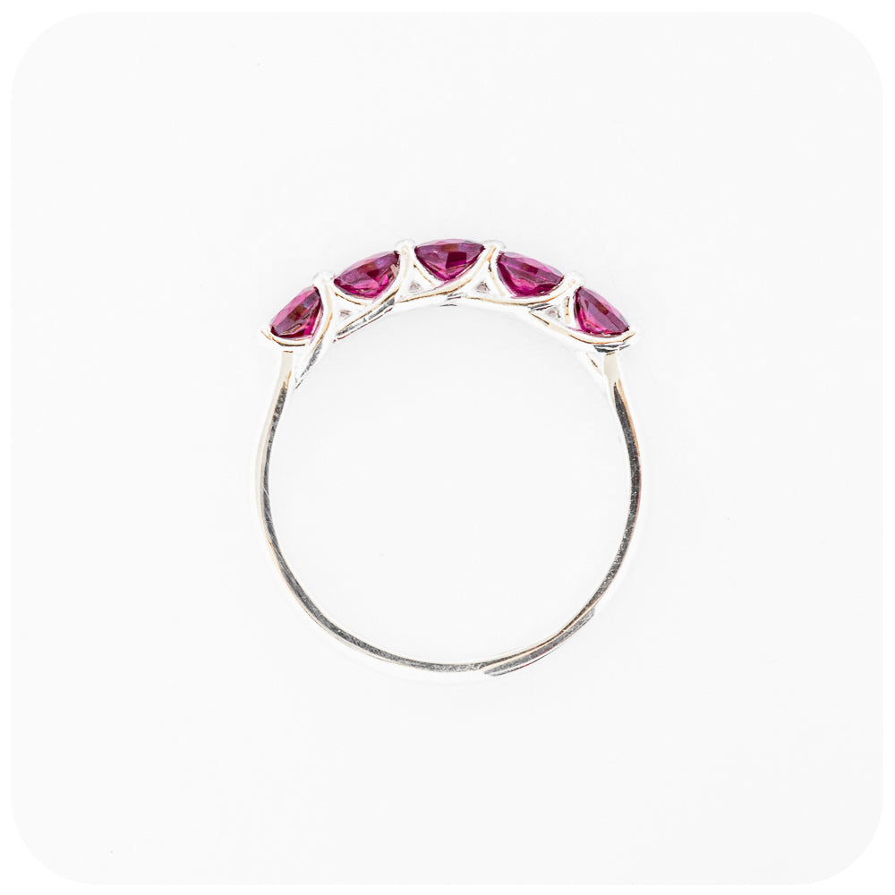 The Danelle, a Rhodolite Garnet Half Eternity Trellis Ring