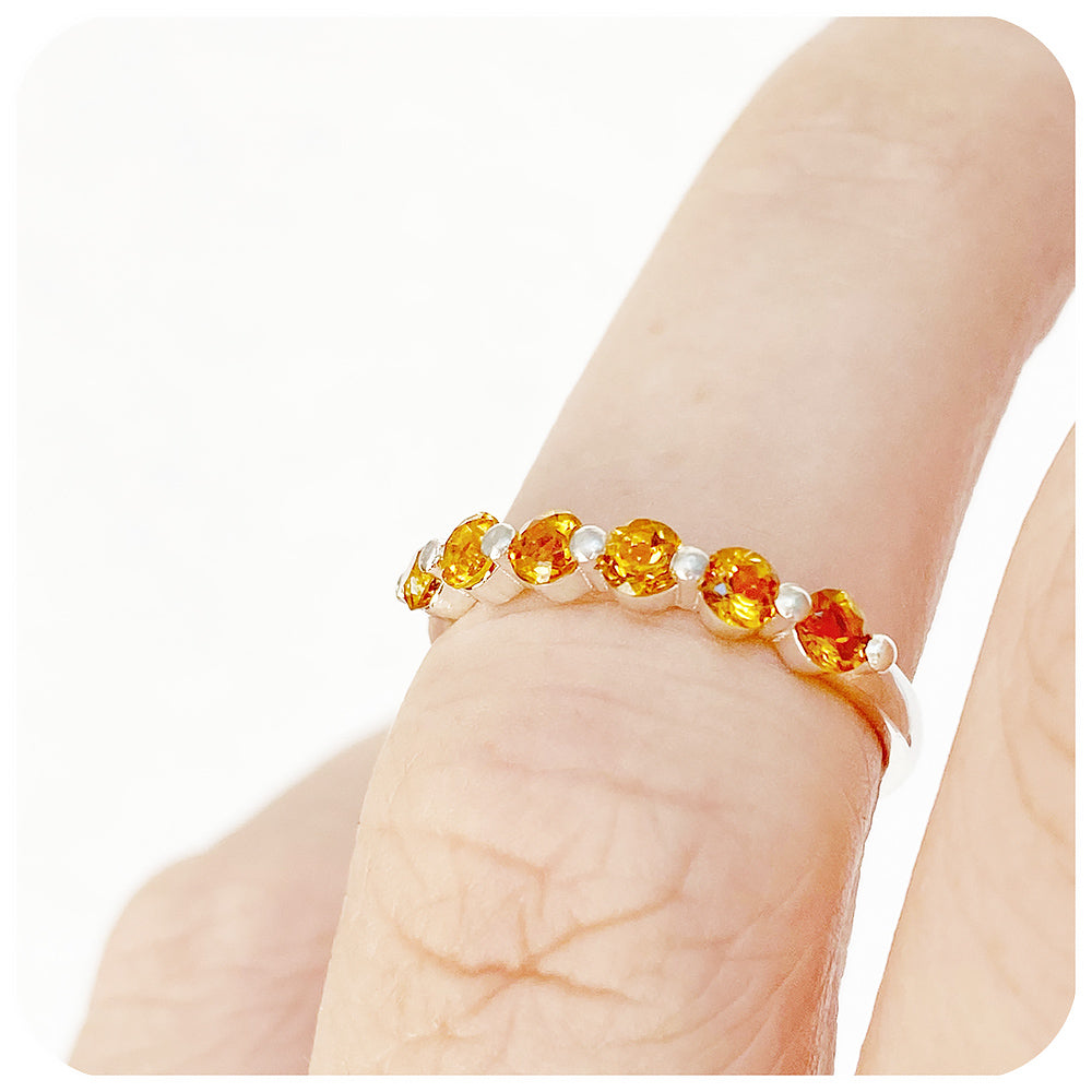 Ellie, a Citrine Six Stone Half Eternity Ring