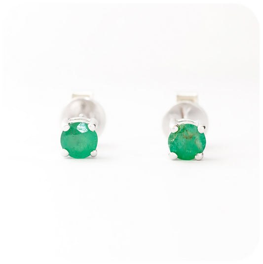 Round cut Emerald Stud Earrings