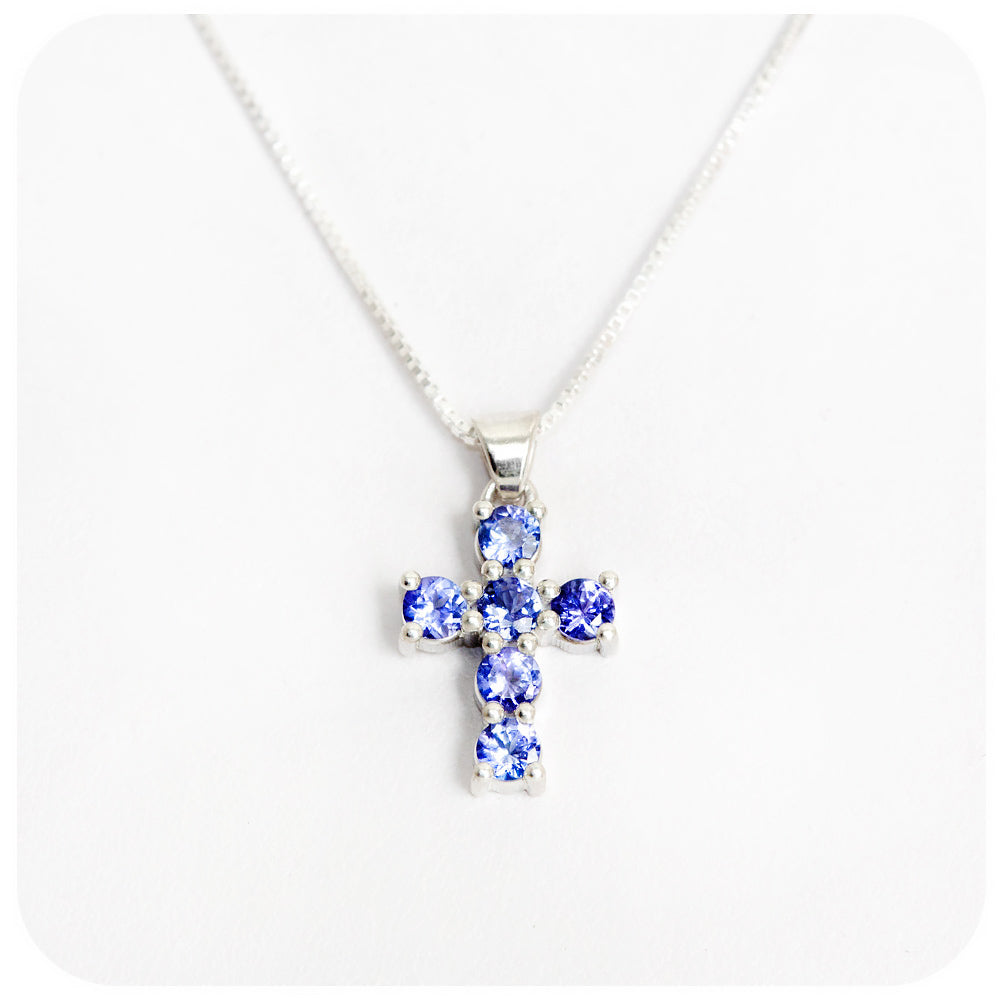 Tanzanite Cross Necklace - Small