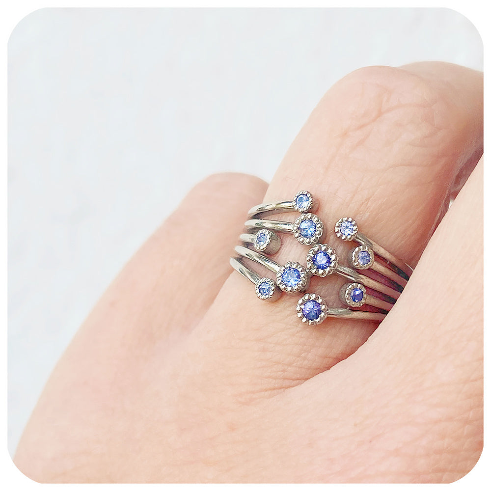 Tanzanite Shooting Star Ring in Sterling Silver