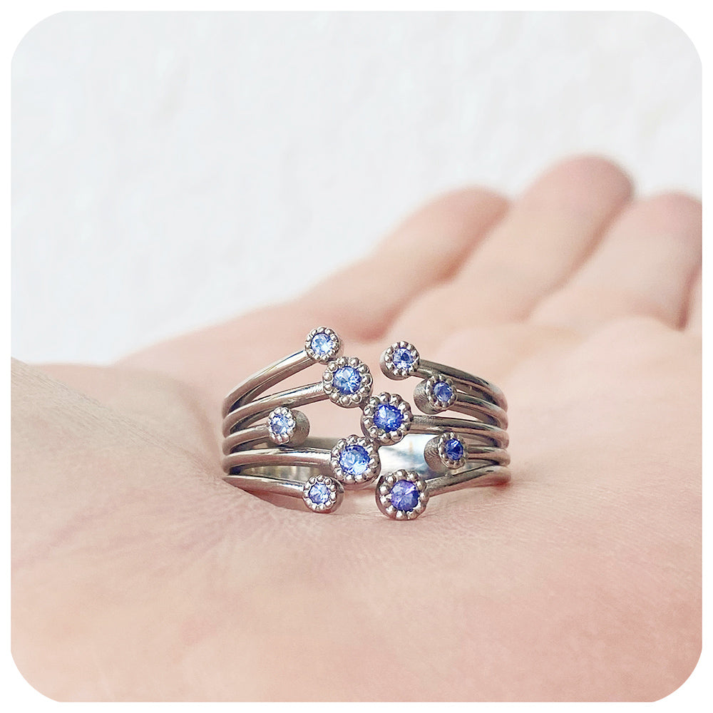 Tanzanite Shooting Star Ring in Sterling Silver