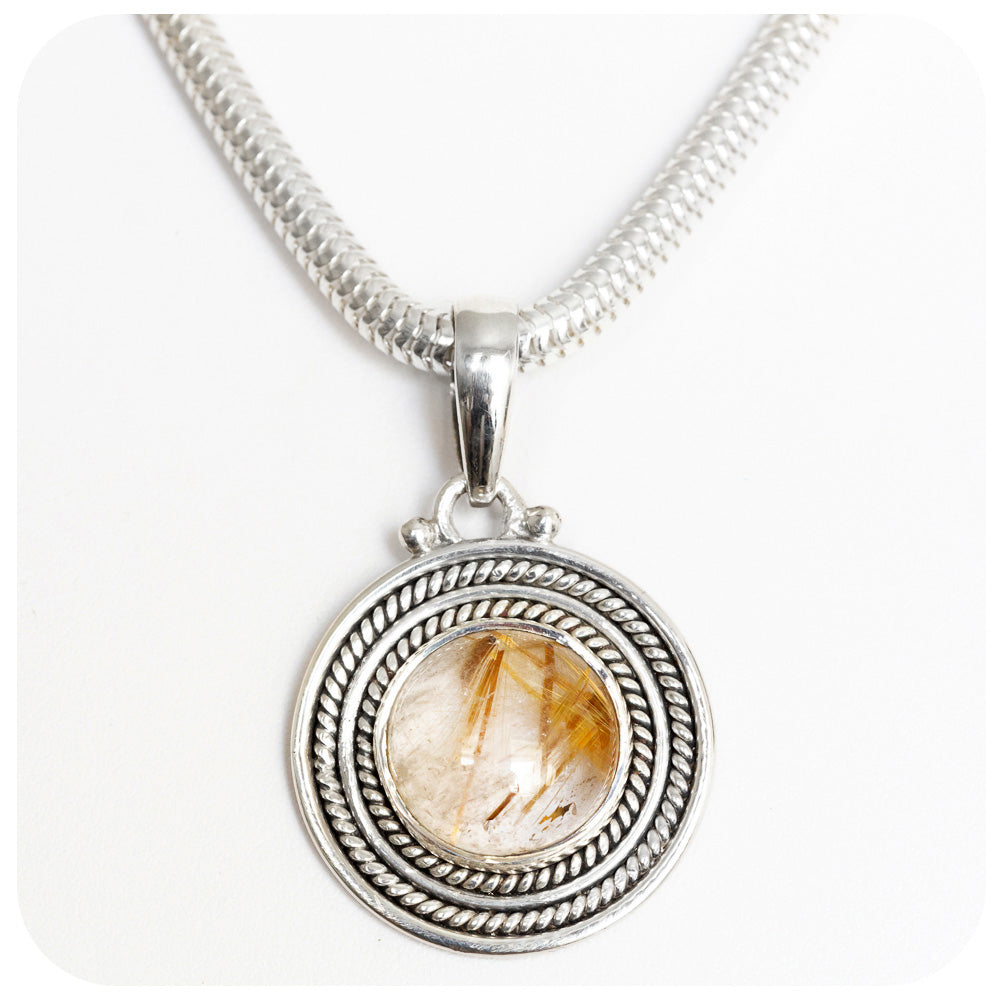Double Rope Rutile Quartz Pendant - Victoria's Jewellery