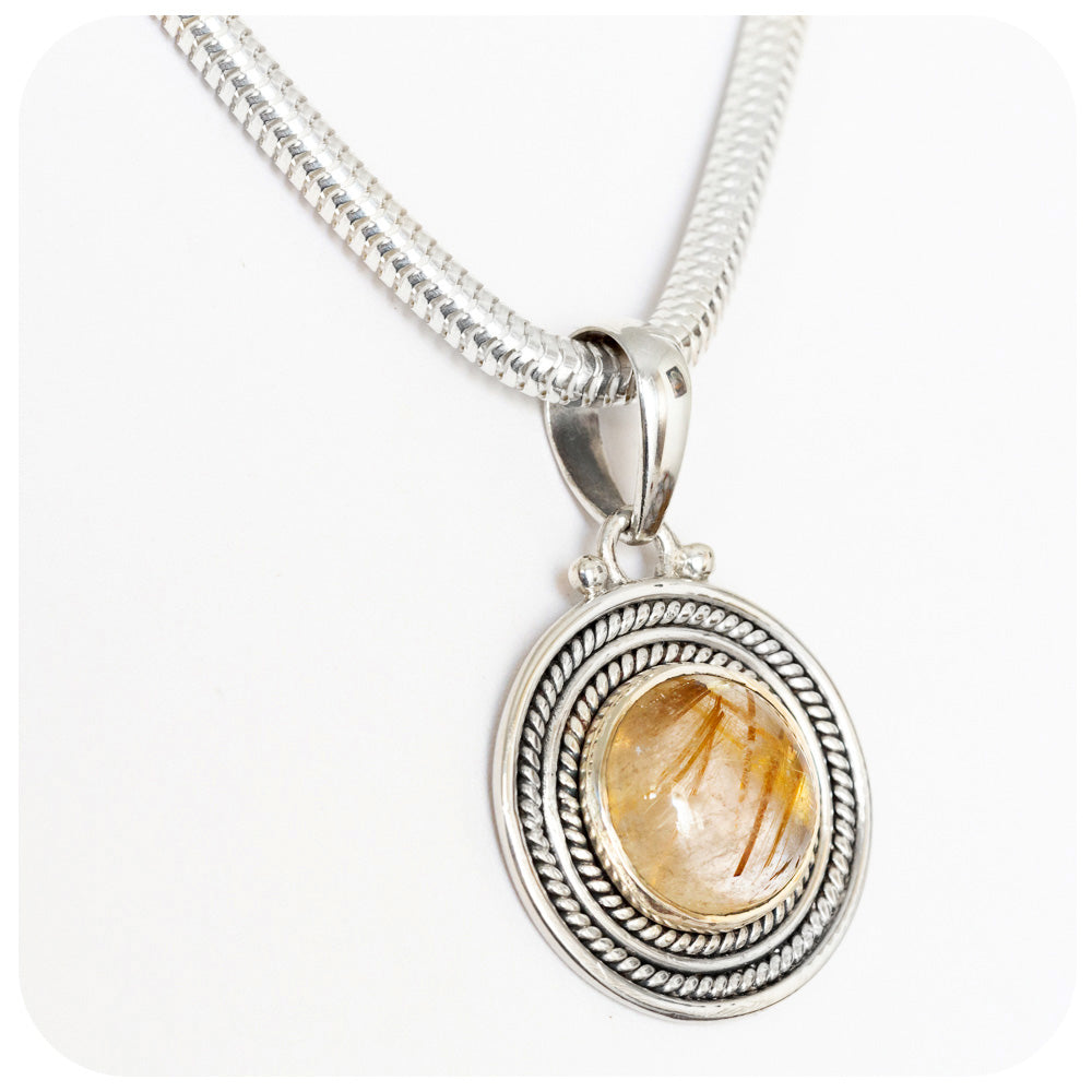 Double Rope Rutile Quartz Pendant - Victoria's Jewellery