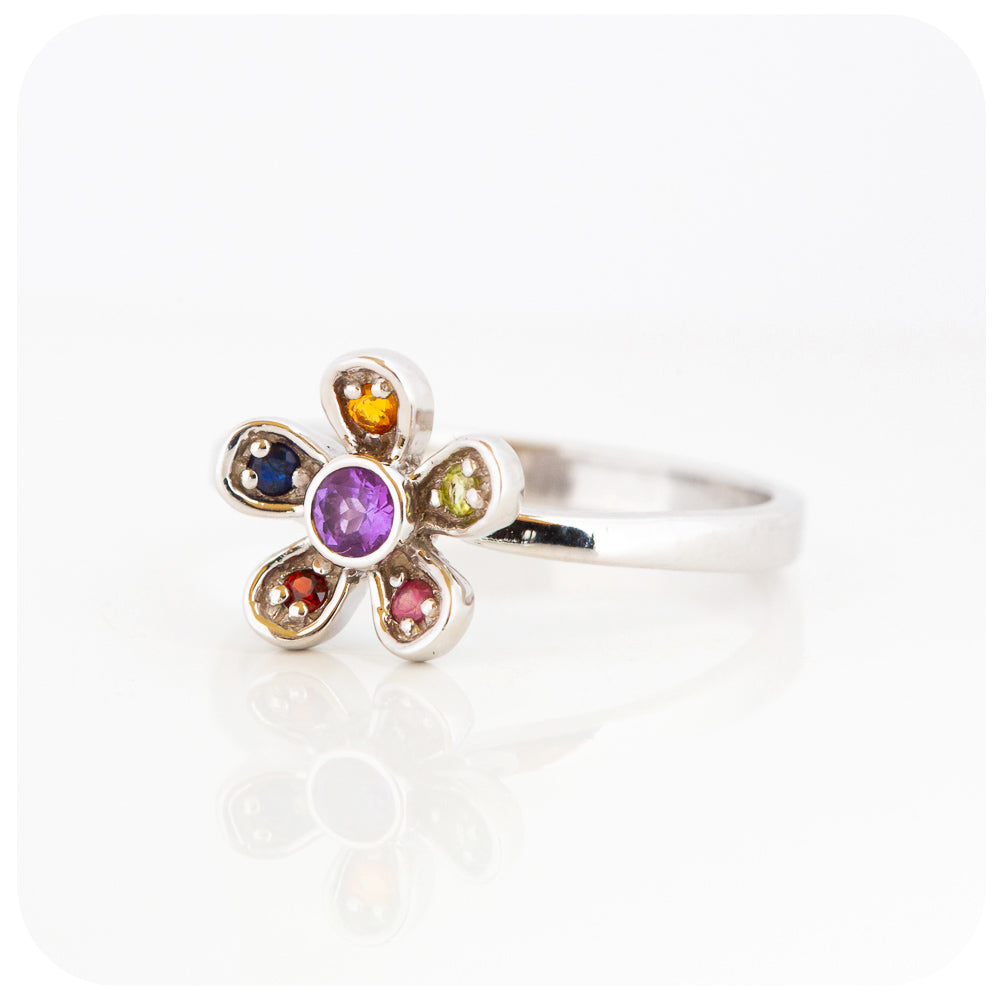 The Flower, A Rainbow Ring in Sterling Silver