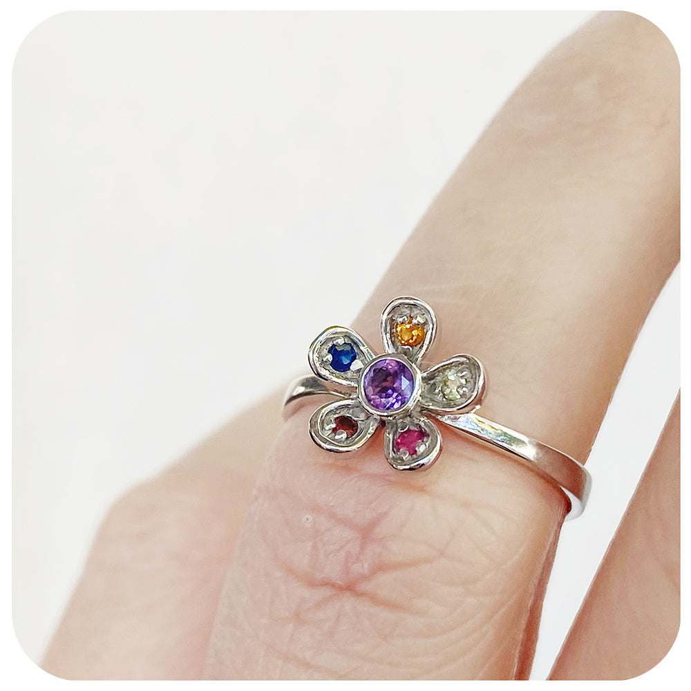 The Flower, A Rainbow Ring in Sterling Silver