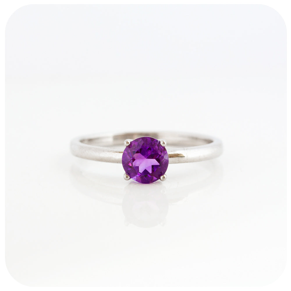 Lina, a Round cut Amethyst Solitaire Ring
