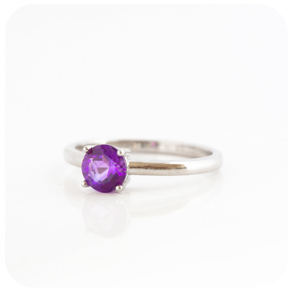 Lina, a Round cut Amethyst Solitaire Ring