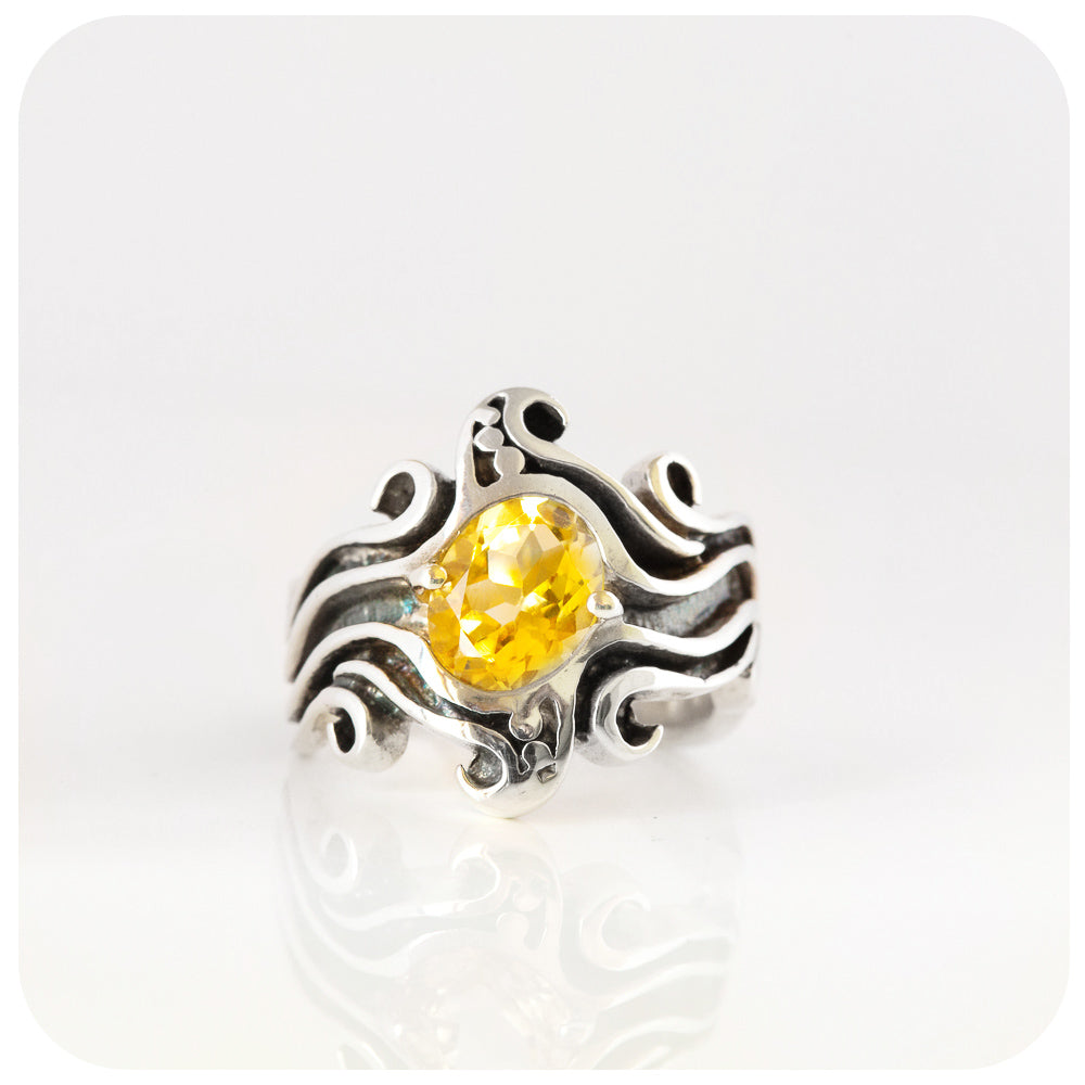 Citrine Wave Ring in Sterling Silver
