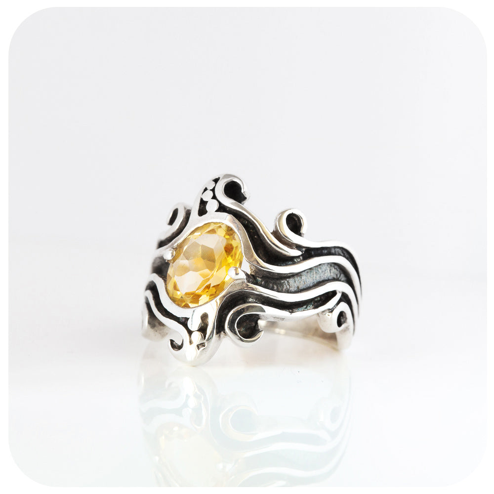 Citrine Wave Ring in Sterling Silver