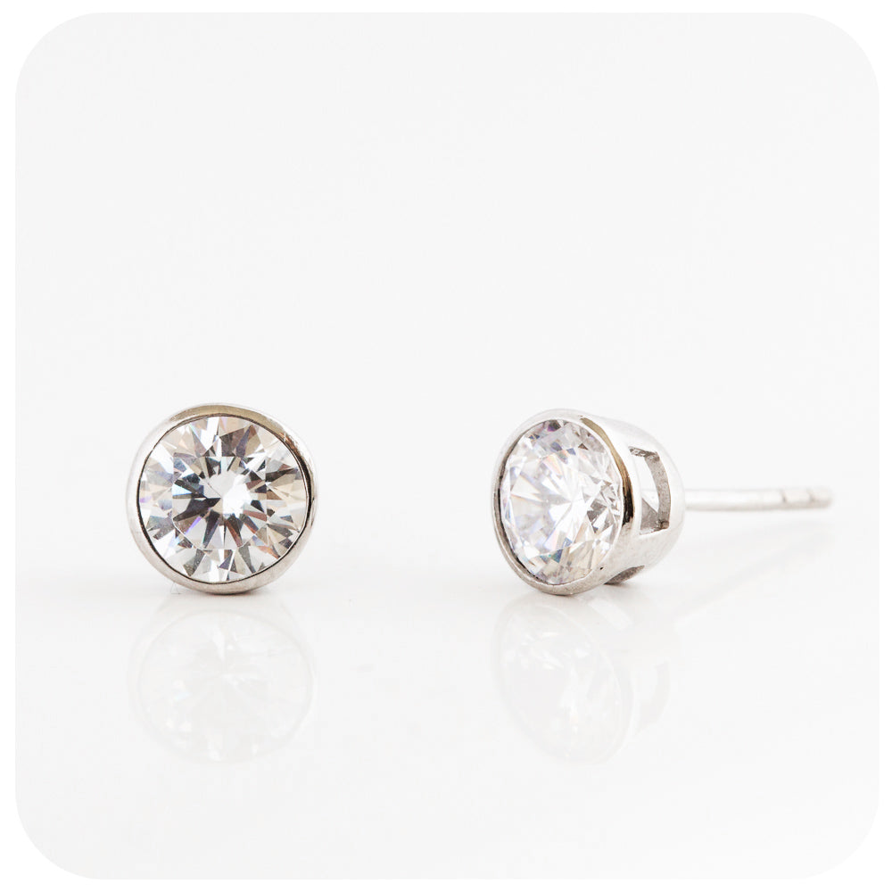 6mm Round cut Cubic Zirconia Stud Earrings in Sterling Silver