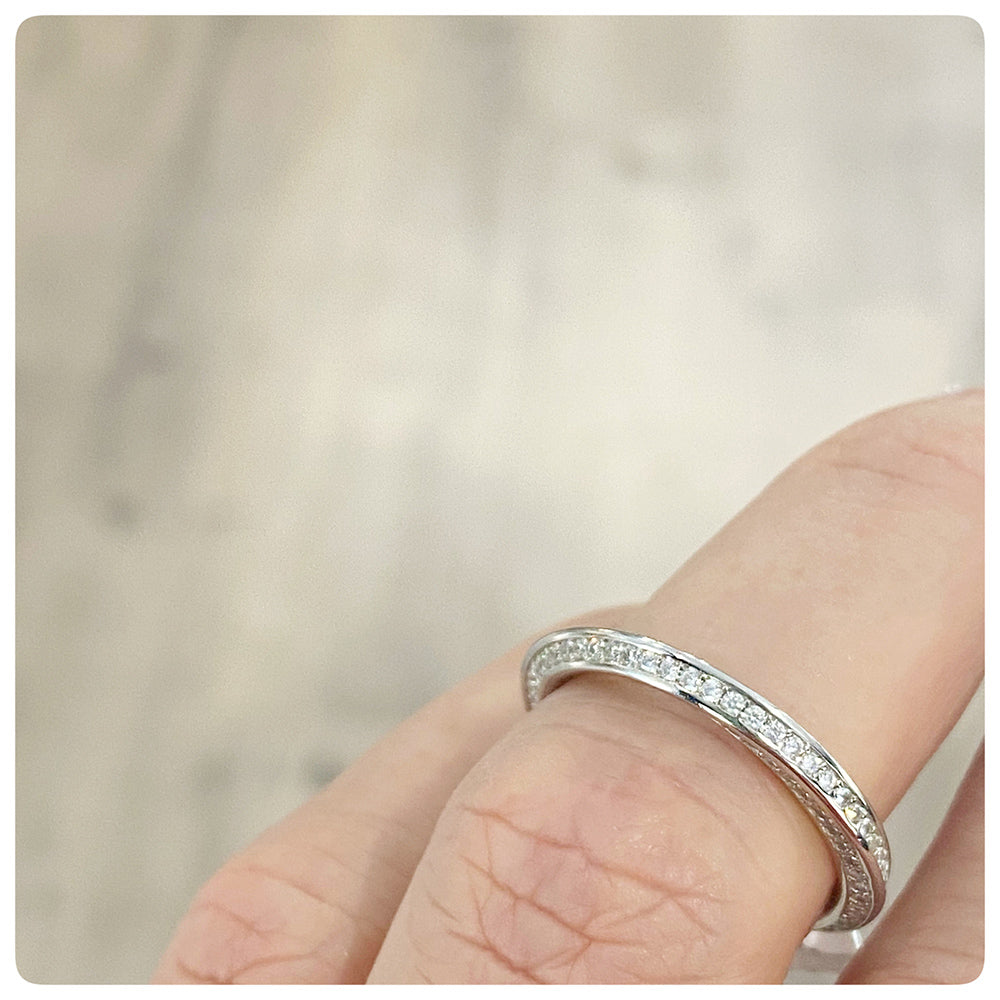 Cubic Zirconia Twisted Band Ring in Sterling Silver