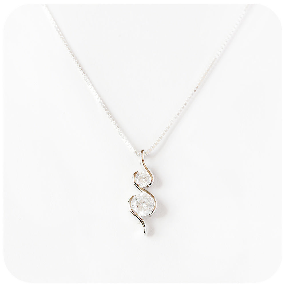 Cubic Zirconia Drop Pendant in Sterling Silver